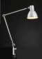 Preview: Lampe de travail (work lamp) 110 cm abat-jour argentée, protégé avec pince de table