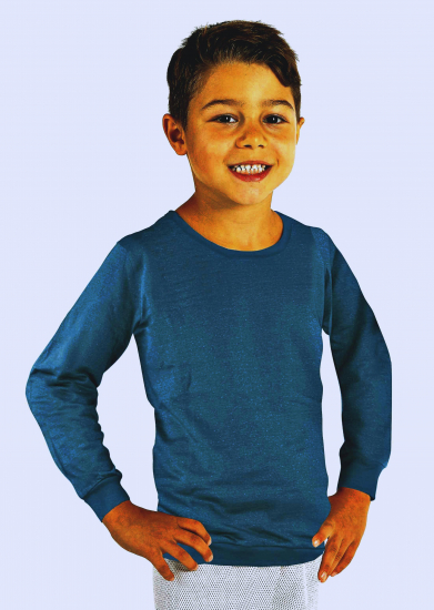 Kinder Sweat Shirt Bio-Baumwolle, Silber-Sweat Shirt Gestrick Anthrazit