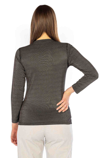 Ladies Undershirt Long Sleeve black organic Cotton with Silver Knit 30dB at 1GHz