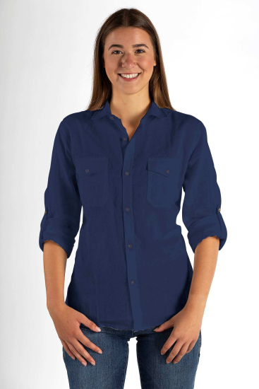 Chemise femme bleu foncé Casual Swiss Shield VENTUS 47dB à 1GHz, 36dB à 3.5GHz