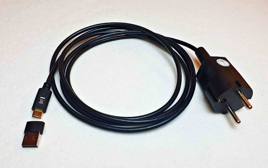 USB connection cable for grounding router, laptop, printer or similar with DE plug