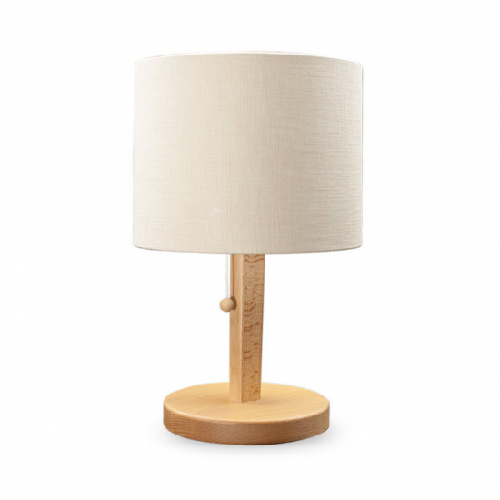 Lampe de table blindée, bois de hêtre, 31cm crème