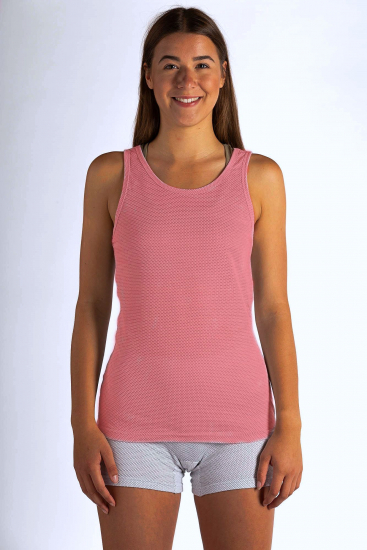 Maillot de corps à bretelles dames coton bio deux couleurs maille argentée vieux rose 30dB à 1GHz