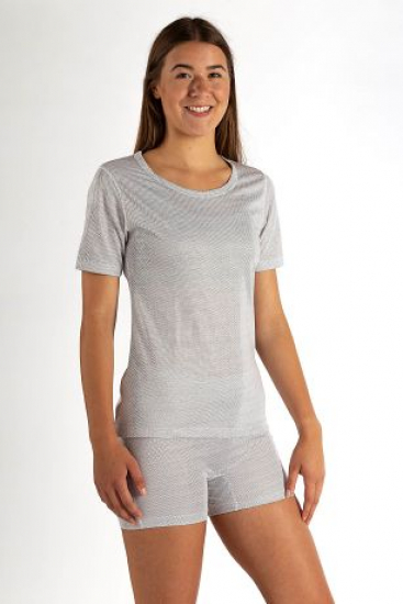 Ladies' vest short sleeve cotton with Silver Knit White 30dB at 1GHz