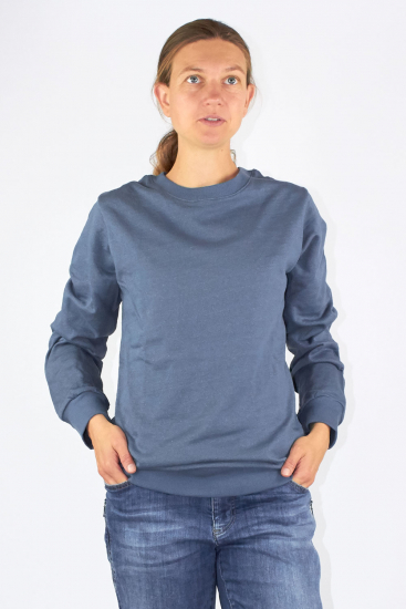 Sweat Shirt pour dames en coton bio avec des mailles argentées anthracite