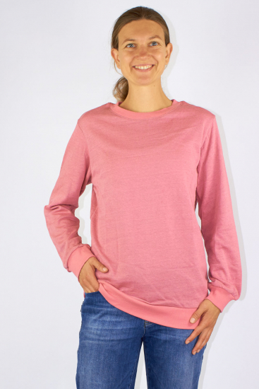 Sweat Shirt pour dames en coton bio avec des mailles argentées vieux rose