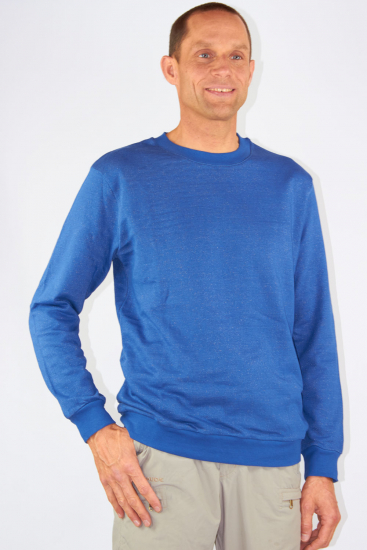 Sweat-Shirt pour hommes coton Bio avec des mailles argentées bleu royal