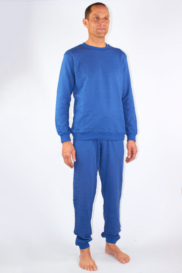 Herren Freizeit Anzug Bio-Baumwolle Silber-Sweat Shirt Gestrick Royalblau