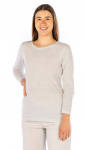 Maglietta da donna a manica lunga in cotone organico con maglia argentata bianca 30dB a 1GHz