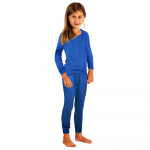 Kinder Freizeit Anzug Bio-Baumwolle, Silber-Sweat Shirt Gestrick Royalblau