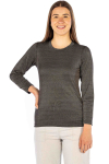 Wavesafe, 5G, Radiation Protection, Ladies Undershirt Long Sleeve Black Organic Cotton with Silver Knit - 26dB at GHz