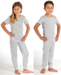 Children's vest short sleeve white organic cotton silver knitted