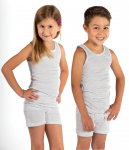 Kinder Träger Unterhemd weiss Bio Baumwolle Silbergestrick