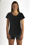 Ladies' vest short sleeve black organic cotton with Silver Knit 30dB at 1GHz