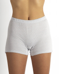 Panty pour dames blanc coton bio tricoté avec fil argenté 30dB à 1GHz