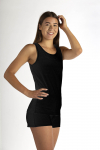Damen Träger Unterhemd schwarz Bio Baumwolle Silbergestrick 30dB bei 1GHz