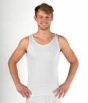 Camicia da uomo con spalline in cotone organico bianco a maglia argentata 30dB a 1GHz